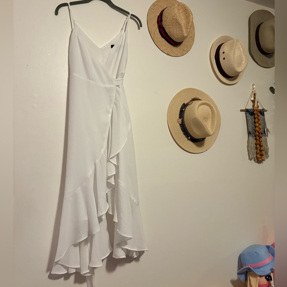 Lulu's White High Low Wrap Dress